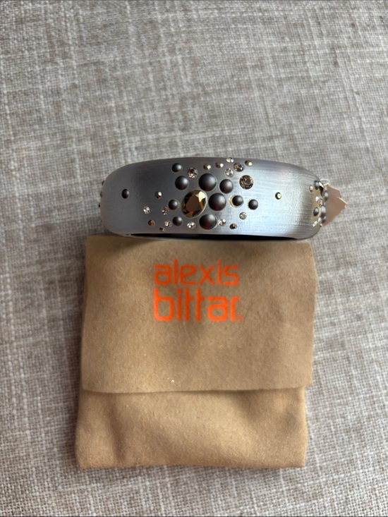 Alexis Bittar Jewelry - NEW with Tags Alexis Bittar Grey Lucite and Crystal Hinged Bangle.